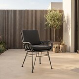 Carlos dining tuinstoel met kussens | wicker + RVS | Charcoal