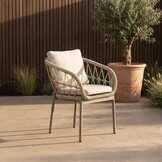 Max/Dakota beige dining tuinset | 4 personen | travertin + touw | 200cm ovaal