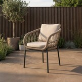Max/Dakota beige/antraciet dining tuinset | 4 personen | travertin + touw | 200cm ovaal