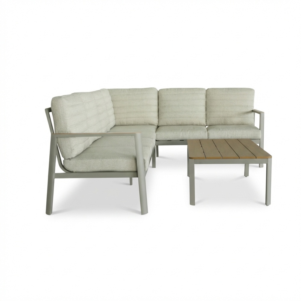 Tokyo hoek loungeset 6 personen incl. tafel | aluminium + polywood | beige | 4-delig - 264x204cm