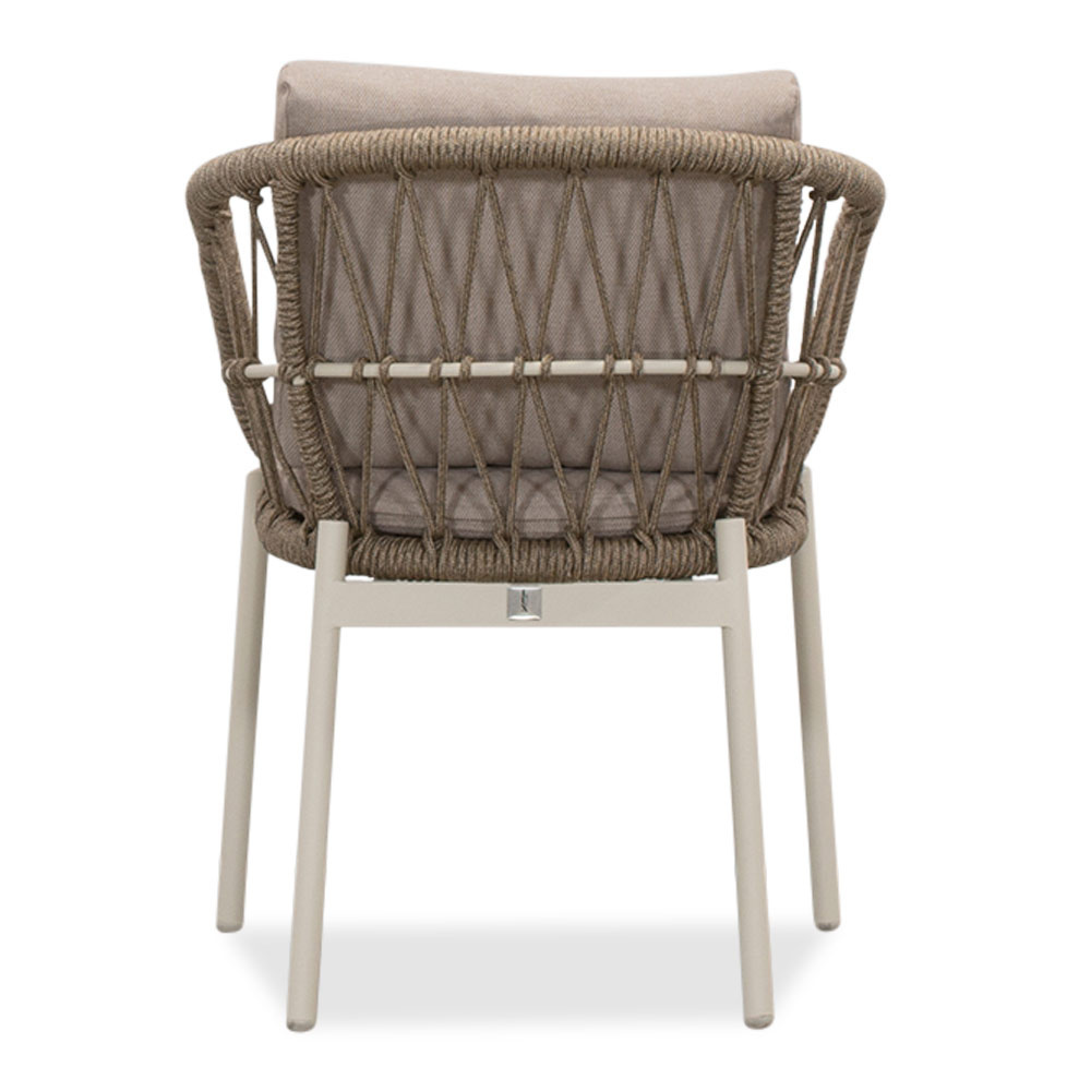Velora/Dakota beige/wit dining tuinset | 4 personen | travertin + touw | 200cm
