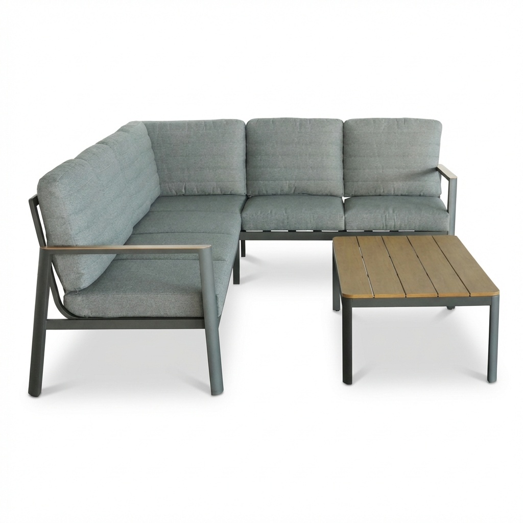 Tokyo hoek loungeset 6 personen incl. tafel | aluminium + polywood | antraciet | 4-delig - 264x204cm