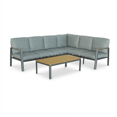 Tokyo hoek loungeset 6 personen incl. tafel | aluminium + polywood | antraciet | 4-delig - 264x204cm