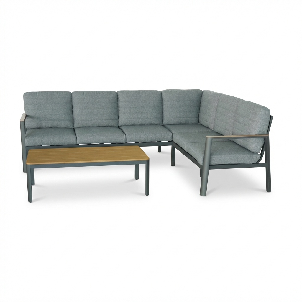 Tokyo hoek loungeset 6 personen incl. tafel | aluminium + polywood | antraciet | 4-delig - 264x204cm