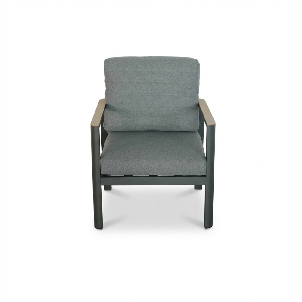 Tokyo stoel-bank loungeset 5 personen | aluminium + polywood | antraciet | 3-delig