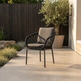 Dakota dining tuinstoel | touw + aluminium | zwart