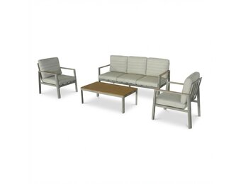 Tokyo stoel-bank loungeset 5 personen incl. tafel | aluminium + polywood | beige | 4-delig