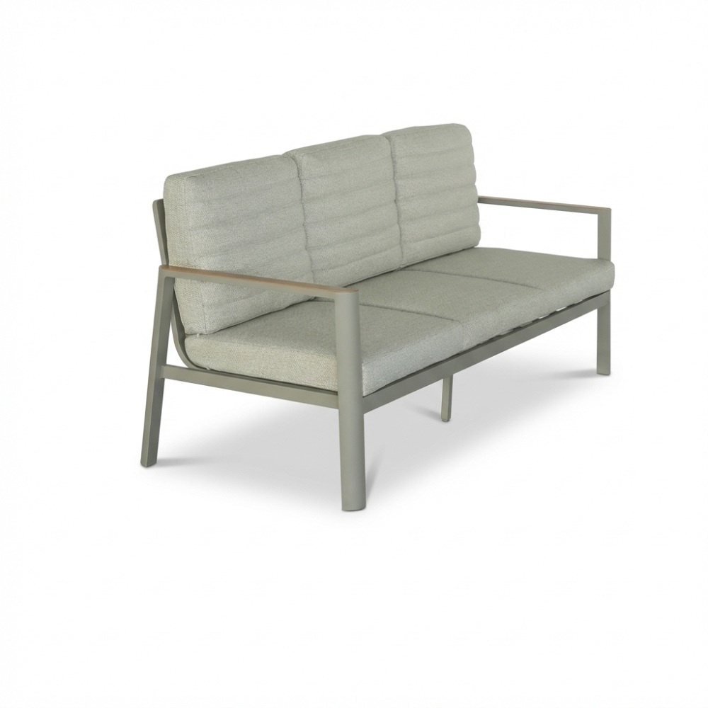 Tokyo stoel-bank loungeset 5 personen | aluminium + polywood | beige | 3-delig