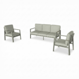 Tokyo stoel-bank loungeset 5 personen | aluminium + polywood | beige | 3-delig
