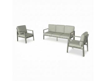 Tokyo stoel-bank loungeset 5 personen | aluminium + polywood | beige | 3-delig