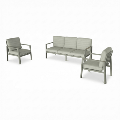 Tokyo stoel-bank loungeset 5 personen | aluminium + polywood | beige | 3-delig