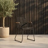 Manchester/Gladys zwart dining tuinset | 6 personen | aluminium + touw | 205cm