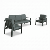 Tokyo stoel-bank loungeset 5 personen | aluminium + polywood | antraciet | 3-delig