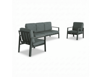 Tokyo stoel-bank loungeset 5 personen | aluminium + polywood | antraciet | 3-delig