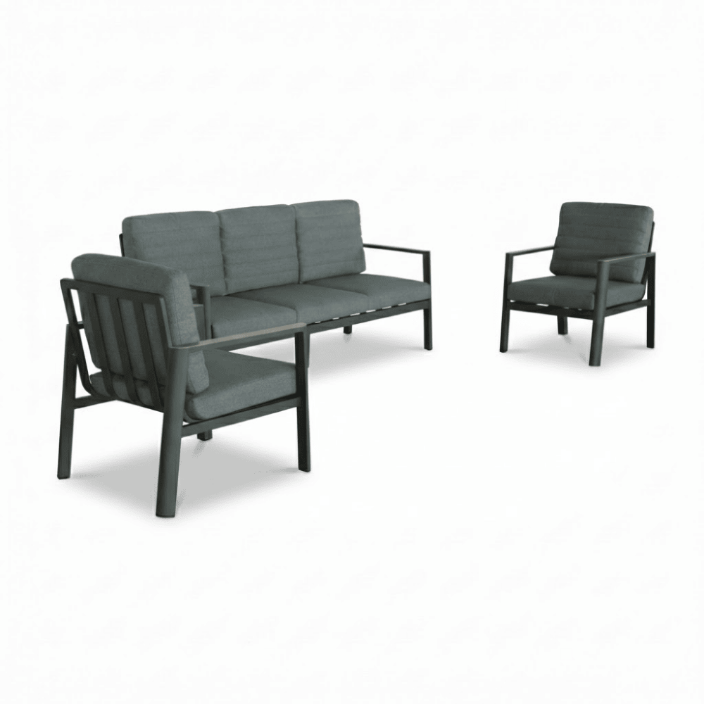 Tokyo stoel-bank loungeset 5 personen | aluminium + polywood | antraciet | 3-delig