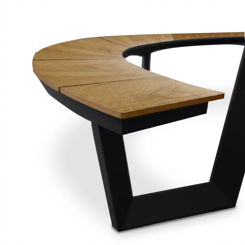 Auckland picknick dining tuinset | aluminium + polywood | Natural Wood/antraciet | 239cm rond