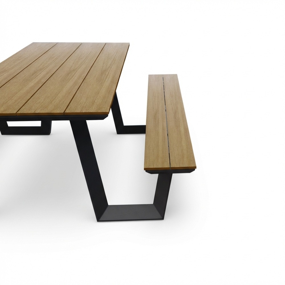 Brisbane picknick dining tuinset | aluminium + polywood | Natural Wood | 200cm