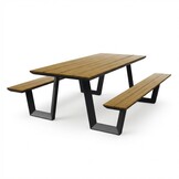 Brisbane picknick dining tuinset | aluminium + polywood | Natural Wood | 200cm