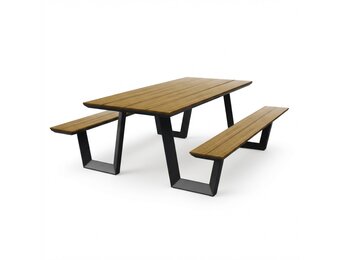 Brisbane picknick dining tuinset | aluminium + polywood | Natural Wood | 200cm