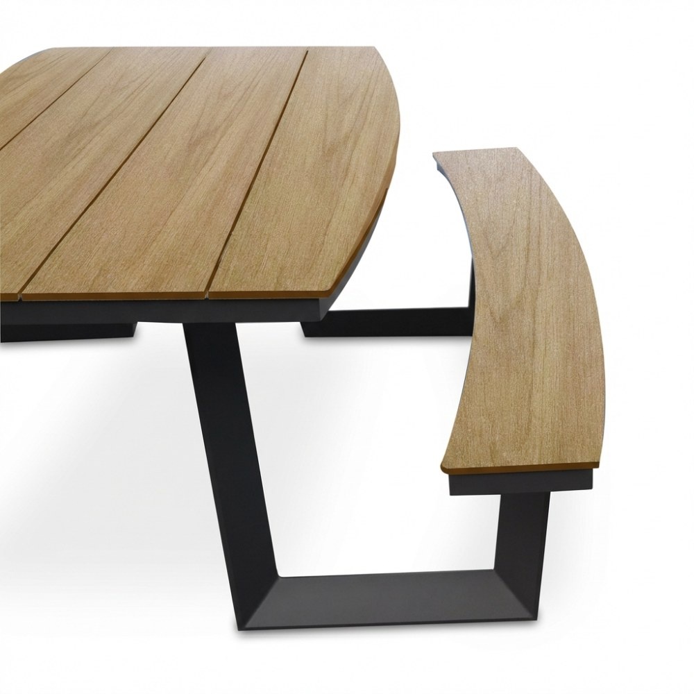 Brooklyn picknick dining tuinset | aluminium + polywood | Natural Wood | 200cm ovaal