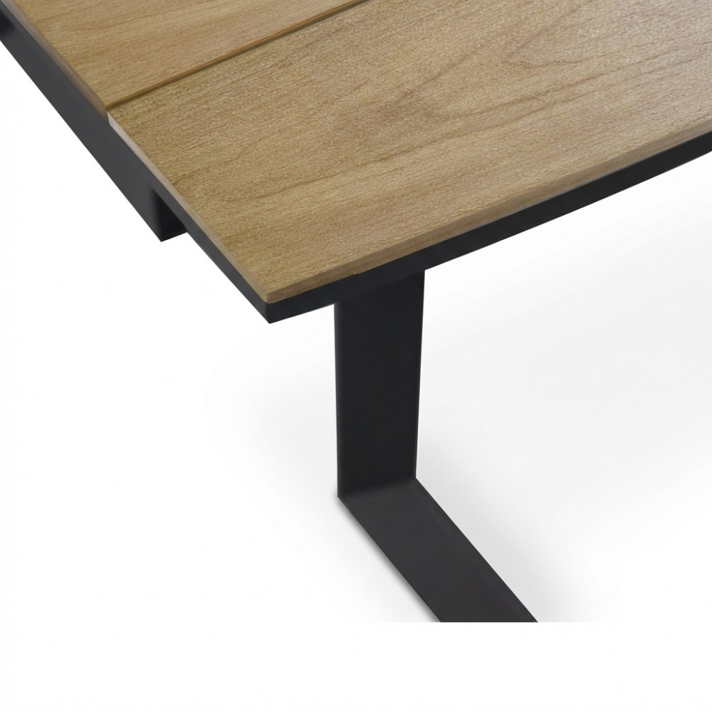 Brooklyn picknick dining tuinset | aluminium + polywood | Natural Wood/antraciet | 200cm ovaal