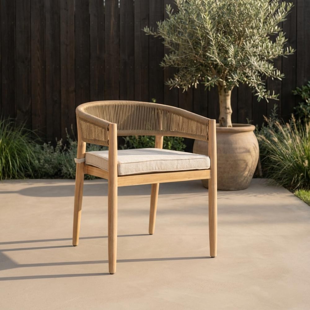 Loivre dining tuinstoel | touw + hardhout | Royal Stone Brown