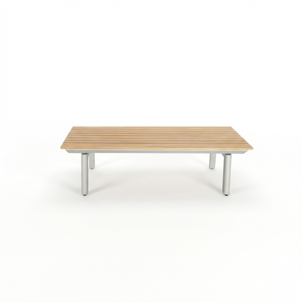 Montana koffietafel | aluminium + teak | beige | 120x60cm