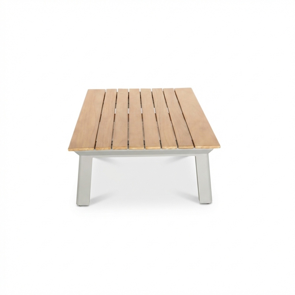 Montana koffietafel | aluminium + teak | beige | 120x60cm