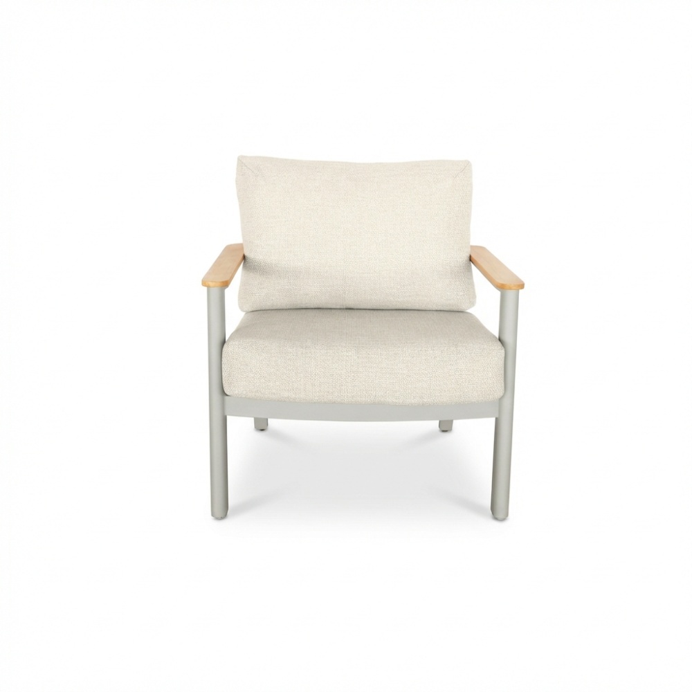 Montana stoel-bank loungeset 5 personen incl. tafel | aluminium + teak | beige | 4-delig