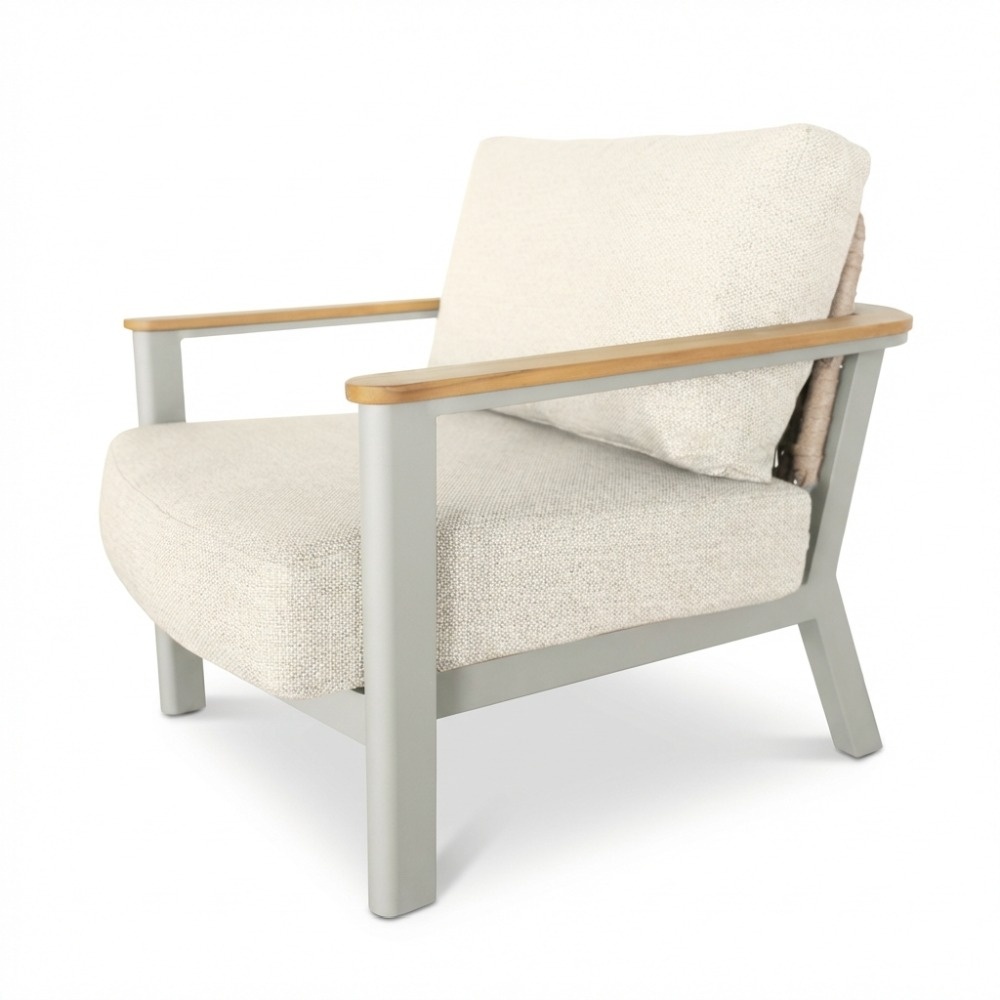 Montana stoel-bank loungeset 5 personen incl. tafel | aluminium + teak | beige | 4-delig