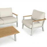 Montana stoel-bank loungeset 5 personen incl. tafel | aluminium + teak | beige | 4-delig