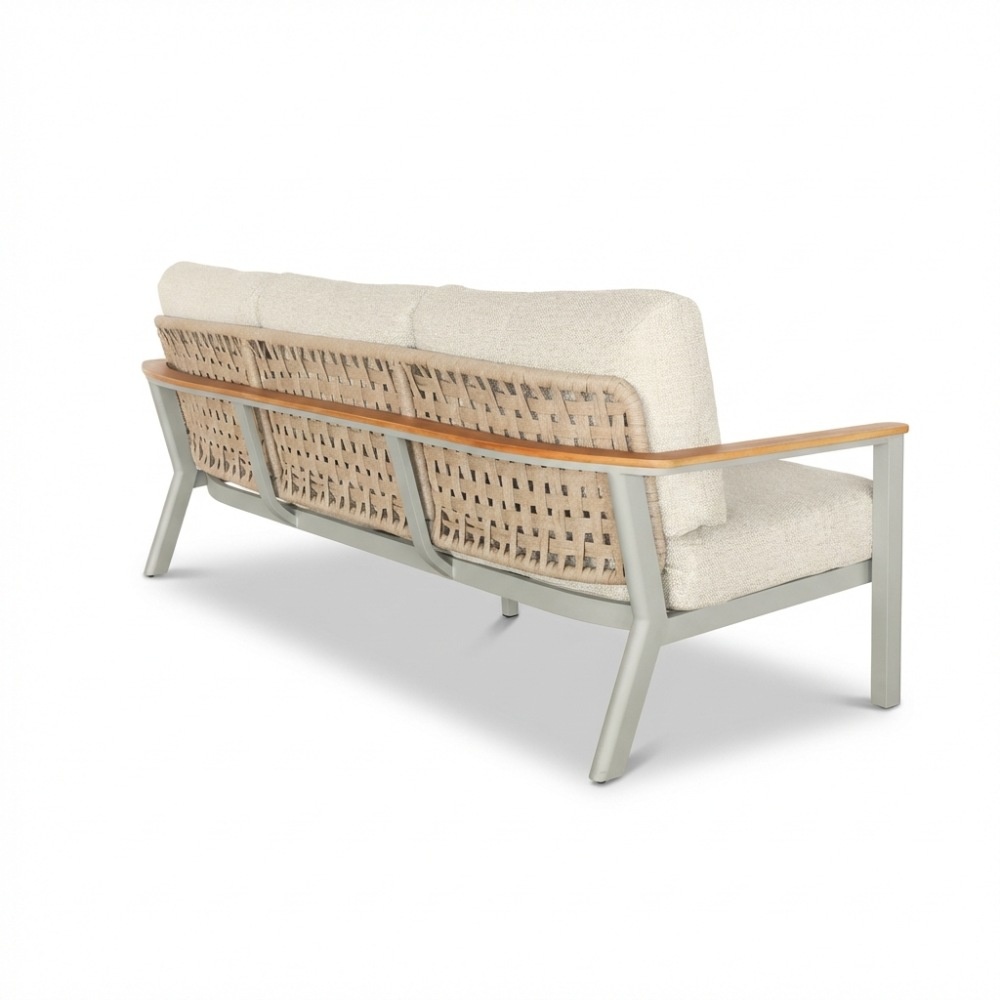 Montana stoel-bank loungeset 5 personen incl. tafel | aluminium + teak | beige | 4-delig