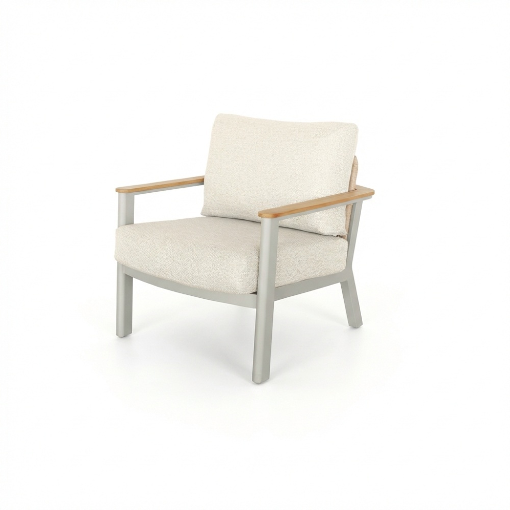 Montana stoel-bank loungeset 5 personen incl. tafel | aluminium + teak | beige | 4-delig