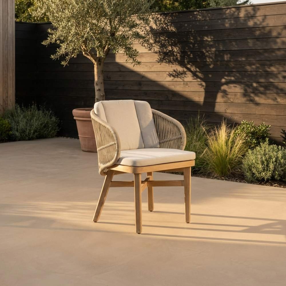 Matera dining tuinstoel | hardhout + touw | zand