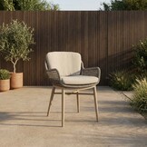 Mila dining tuinstoel | touw + aluminium | beige