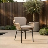 Mila dining tuinstoel | touw + aluminium | beige/antraciet