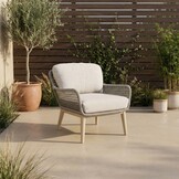 Mila low dining tuinstoel | touw + aluminium | beige