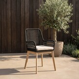 Padua dining tuinstoel | touw + hardhout | zwart