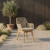 Livorno/Seville hout zand dining tuinset | 4 personen | betonlook + hardhout | 200cm ovaal