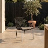 Seville dining tuinstoel set van 8 | touw + staal | zwart