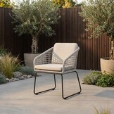 Tulum dining stoel set van 4 | touw + RVS | grijs