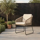 Tulum dining tuinstoel set van 6 | touw + RVS | Sahara Dust