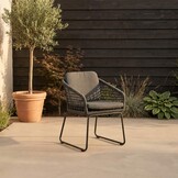 Tulum dining tuinstoel set van 8 | touw + aluminium | Lava Grey