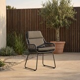 Valencia dining tuinstoel set van 4 | touw + aluminium | Lava Grey