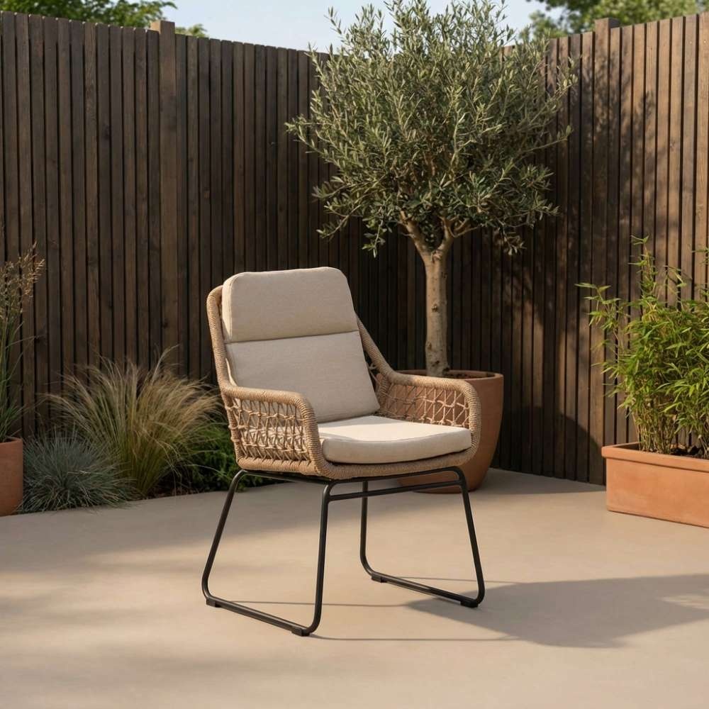 Vigo/Valencia Sahara Dust dining tuinset | 6 personen | teakhout + touw | 260cm