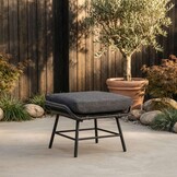 Dex loungestoel tuin met voetenbank | wicker + aluminium | Charcoal