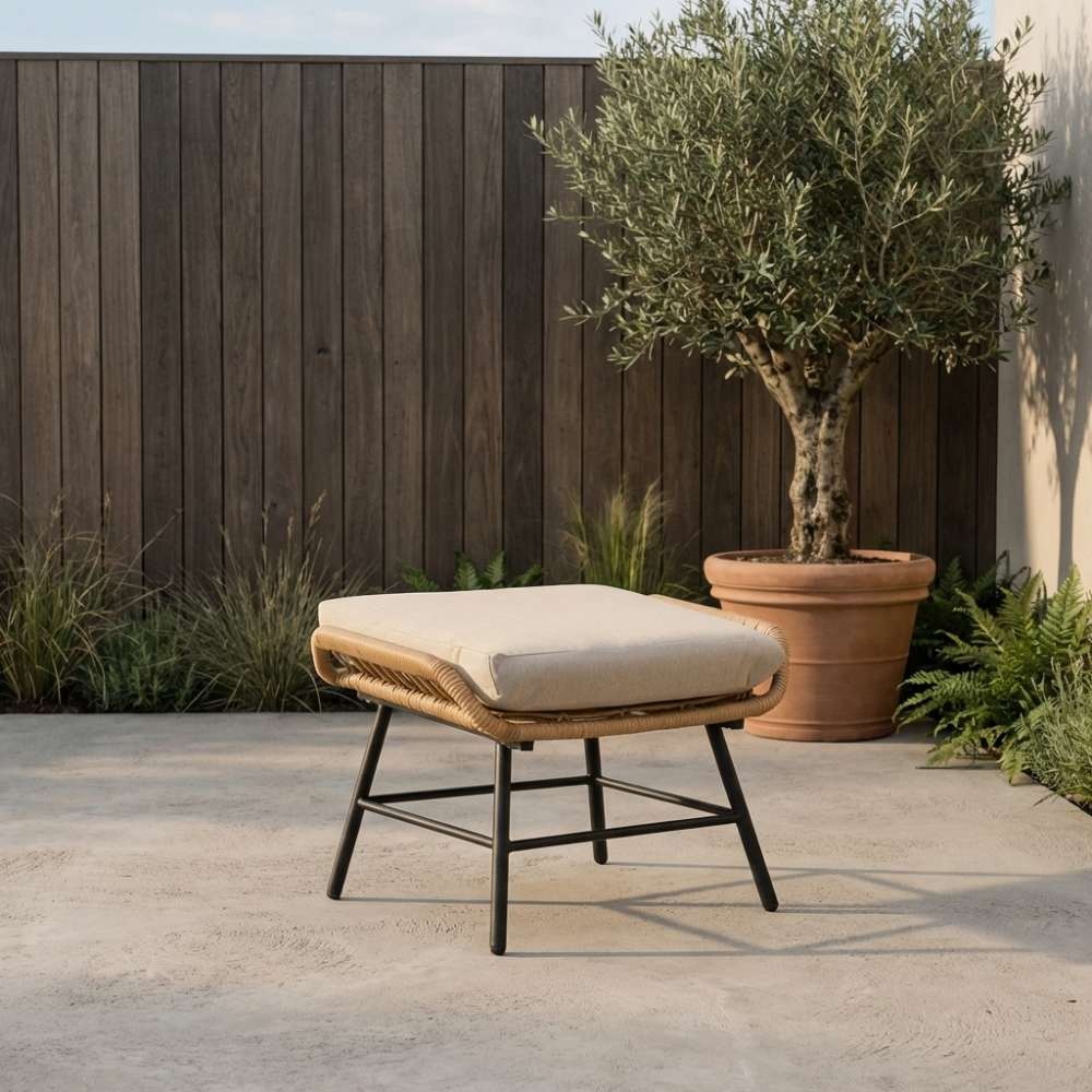 Dex loungestoel tuin met voetenbank | wicker + aluminium | Bamboo taupe