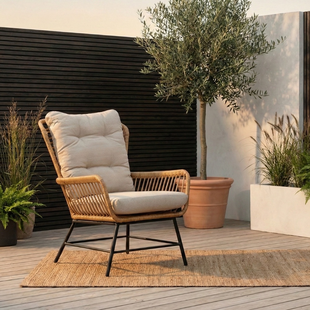 Dex loungestoel tuin set van 2 | wicker + aluminium | Bamboo taupe