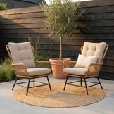 Dex loungestoel tuin set van 2 | wicker + aluminium | Bamboo taupe