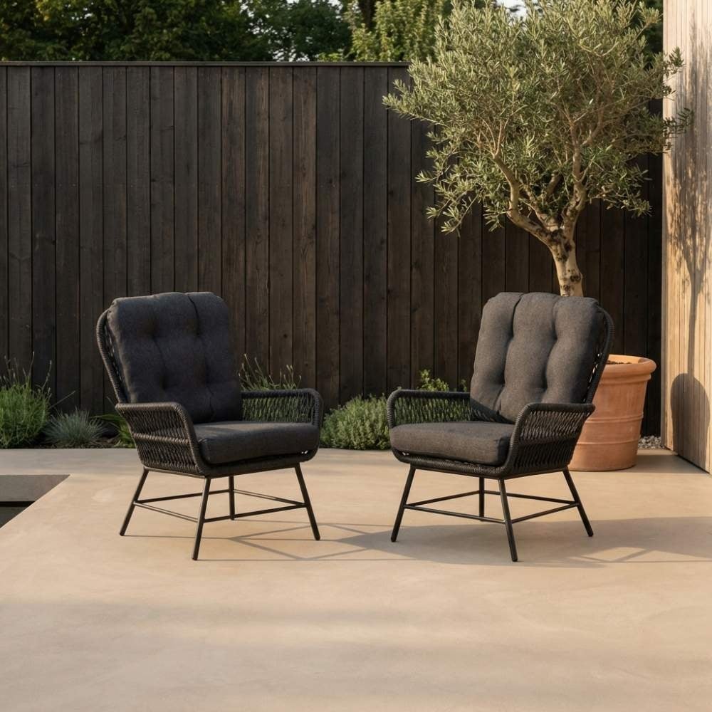Dex loungestoel tuin | touw + aluminium | Lava Grey